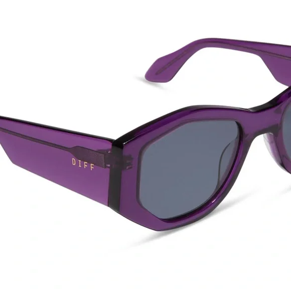 DIFF Zoey Posh Purple Crystal Cat Eye Angular Sunglasses - Picture 4 of 11